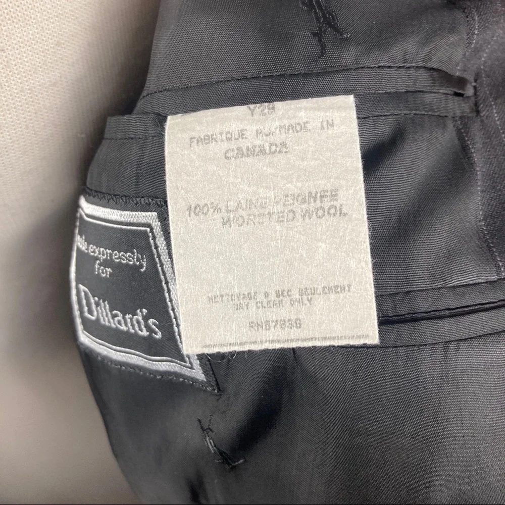 Vintage YSL Men's Black Pinstripe Double-Breasted Blazer